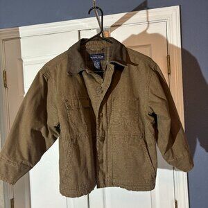 Class Club Boys Barn Coat Sz S Brown w/Dark Brown Leather Collar
